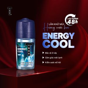 Lăn Khử Mùi Nam TROS ENERGY COOL kiểm soát mùi mát lạnh sảng khoái hương thơm tươi mát phù hợp dùng hàng ngày 25ml & 45ml