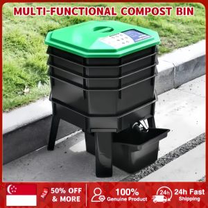 Multi-functional Compost Bin Large Outdoor Garden Compost Waste Bin Tumbler Stand Storage With Plastic Bin For Compost Waste Management