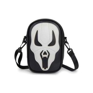 HEFEI PU Leather Halloween Skull Crossbody Bag Waterproof Square Halloween Ghost Skull Coin Purse Bag Fashion Message Bag Skeleton Funny Shoulder Bag Men
