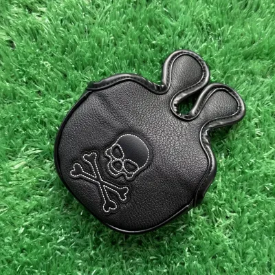 Small Mallet Putter Cover Golf Center Shaft Headcover Magnet Golf Club Covers Skull Golf Cover Black