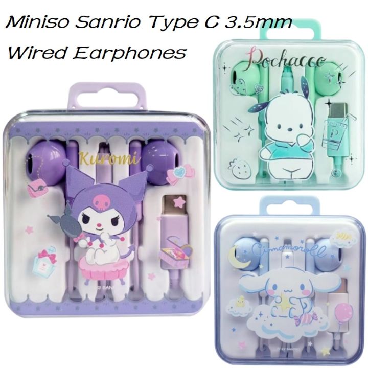 Miniso Sanrio 3.5mm Type C Wired Earbuds Headphones My Melody