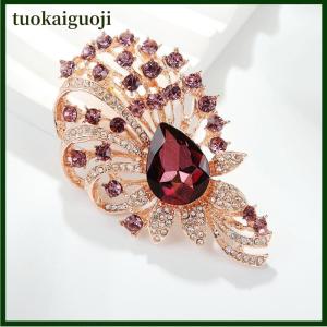 tuokaiguoji เข็มกลัดคริสตัลพลอยเทียมหรูหราวินเทจสำหรับผู้หญิงเสื้อโค้ทเครื่องประดับของขวัญเครื่องประดับ