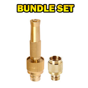 AKIRO MALAYSIA 1/2" Full Brass Nozzle Water Pipe Joint High-Pressure Direct Sprinkler Connector Garden Hose Adjustable Pressure Washer Water Pipe Joint Sprinkler Car Wash Spray Connector 高压喷头