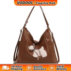 【Fast delivery】 Fashionable PU Leather Mens Shoulder Bag with Plush Puppy Embellishment Compact Crossbody for Daily Use