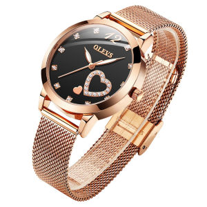 OLEVS 5189 Women Quartz Fashion Watch Gift Round-dial Stainless Steel Watchband Wristwatch