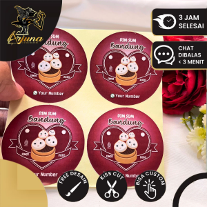 9-15 Arjuna Sticker Makanan Dimsum Stiker Label Bulat Chromo Free Desain Custom Murah Bandung