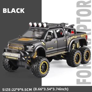 2026 1:24 Pickup Trucks for Boys F150 Raptor Diecast Metal Model Car With Sound and Light for Kids Age 3 Year and Up