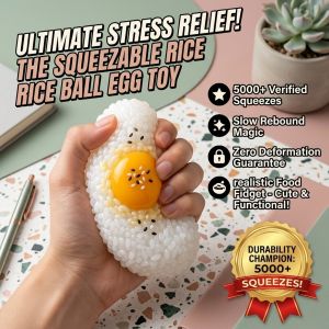 Cute Egg Yolk Onigiri Squishy Toy Kawaii Food Squeeze Stress Relief Toy Soft Squeeze Ball Sensory Fidget Toy