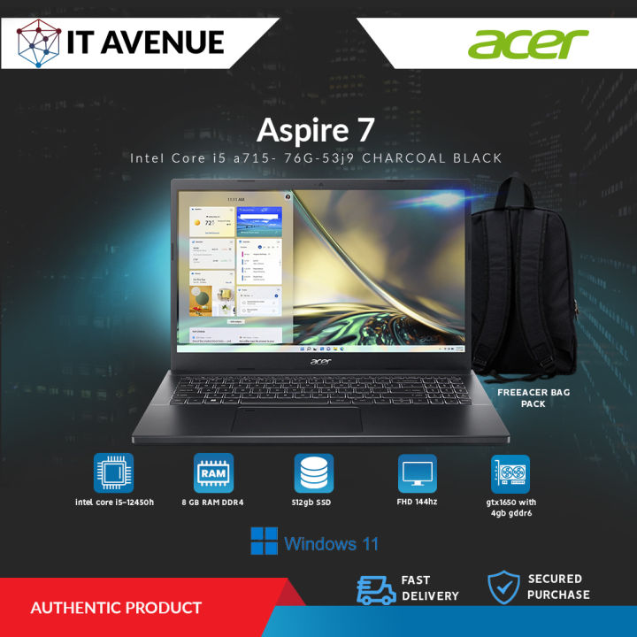 Acer Aspire A715-76G-53J9/ Intel core i5-12450h/512gb SSD 8GB