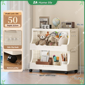 Floor standing multi-layer foldable small cart snack storage rack household multifunctional storage rack kitchen living room bedroom simple bookshelf organizing cabinet