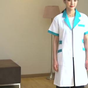 Free Name Scrub Suit Beauty Salon White Coat Pharmacy Doctor Full Suit Nurse Uniform Surgical Gown