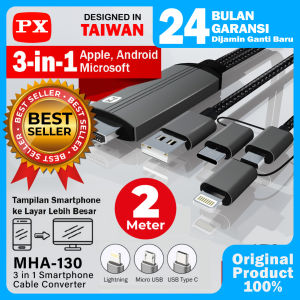 Kabel HDMI ke Type C USB/Micro/Lightning Converter 3in1 2M PX MHA-130