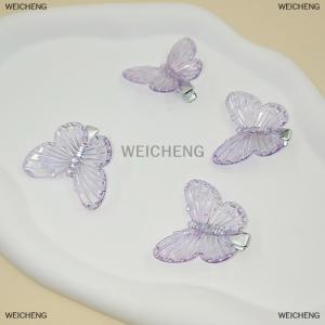[COD] WEICHENG Purple Butterfly Hairpins Girl Hair Clips Barrettes Women Sweet Hair Ornament Rainbow Headwear Fashion Hair Accessories