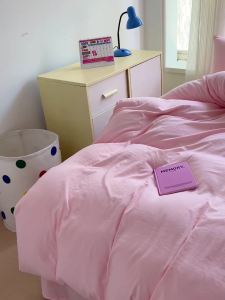 A Class Maternal and Child 100 Super Soft Cloud Washed Cotton Single Quilt Cover Simple Solid Color Quilt Cover Home Use Pillowcase Dormitory Style LZD
