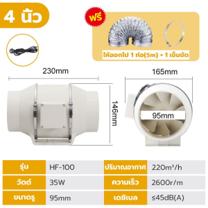 พัดลมระบายอากาศ 4 นิ้ว 6 นิ้ว 8 นิ้ว  พัดลมดูดอากาศ 2600 หมุนต่อนาท พัดลมห้องครัว เสียงเงียบ พัดลมดูดควันน้ำมัน พัดลมระบายอากศ พัดดูดอ