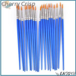 【Cherry Crisp】 10Pcs Nylon Hair Artist Paint Brush Acrylic Watercolor Round Fine Hand Point Tip 10 x Round Pointed Tip Nylon Hair Artist Paint Brush Water Color Painting Pens 10Pcs Round Pointed Tip Nylon Hair Artist Paint Brush Water Color Painting Pens