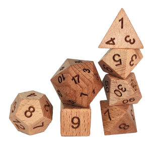 Wooden Dice Set for DND RPG Games Dragon and Dungeon Role Playing Polyhedral Dice Christmas Birthday Gifts for Board Game Lovers