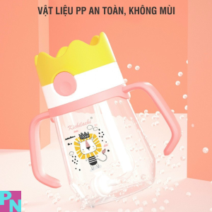 Bình nước cho bé bình nước có ống hút bình tập uống cho bé bình nước Kichilachi 240ml hình vương miện bé uống nước được mọi tư thế (không BPA)