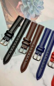 Natural PU Leather Watch Strap with Stainless Steel Buckle 12mm 14mm 16mm 18mm 20mm 22mm