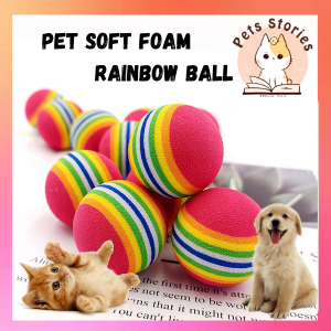 Pet Cat Dog Kitten Soft Foam Rainbow Play Balls Toys Funny Mainan Bola Pelangi Kucing