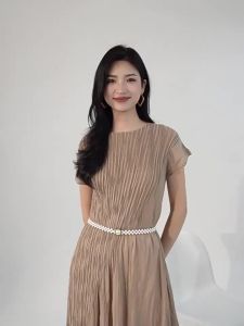 2136 Summer WomenS Irregular Patchwork Commuter Versatile Pleated Dress One Size (45-75kg)