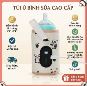 Túi ủ bình sữa di động thông minh cao cấp có nút điều chỉnh và hiển thị nhiệt độ cổng usb máy hâm bình sữa
