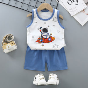 AILEBE 【Local Stock】 Pure Cotton Terno Childrens Clothing Set Fashionable Sando Shorts Set Summer T-shirt With High Resilience And Three-dimensional Cutting