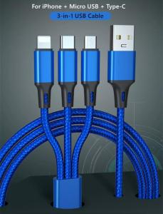 [KN ACC] NANVAN 3IN1 KABEL DATA CHARGER FAST CHARGING MICRO USB / LIGHTING USB / TYPE C 1 METER