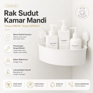 688 - Rak Sudut Kamar Mandi Toilet Tempat Sabun Shampoo Plastik Hisap - Suction Cup Toilet Basket