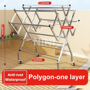 NINI- Mobility Foldable Stainless Steel Clothes Hanger Clothes Drying Rack / Rak Penyidai Baju/ampaian baju Murah/Outdoor Balcony Hanging Rack