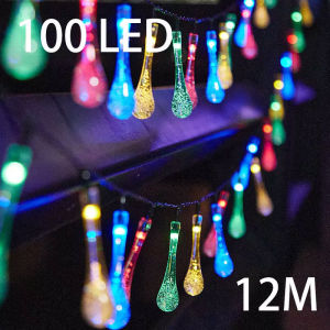 Outdoor Solar String Lights 20/50/100LED Water Drop Solar Powered Lights for Patio Garden Yard Tree Wedding Party Decor