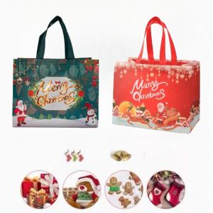 32*25*17cm New Christmas Gift Bags Cute Non-woven Fabric Candy Gift Packaging Bag Santa Claus Kids Holiday Happy Favors