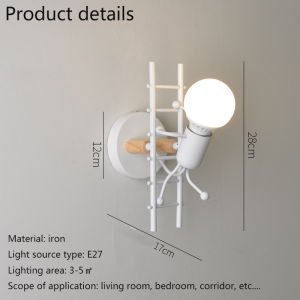 Wall lamp creative cartoon little iron man climbing stairs interior decoration art bedside lamps