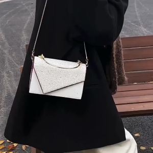 Womens Bag 2026 Cross-border new handbag versatile textured sequined fashionable chain-link small square bag a must-have for trendy looks