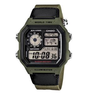 CASIO ORIGINAL - CASIO AE-1200WHB-3B - MEN - Hijau - Strap Canvas - Jam dunia JD18ST # Jam Tangan Pria Cowok Anti Air Digital Analog + CASIO AE 1200WHB 3B AE-1200WHB 1200 WHB AE1200 AE-1200 AE1200WHB $ WR1 STR SD7