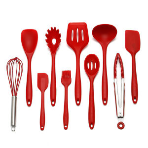 10pcs Set Black/Red Silicone Kitchenware Non-stick Cooking Tool Cookware Utensil Kitchen Cookware Tools
