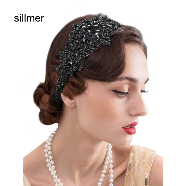 Sillmer Black Rhinestone Flapper Headband Elastic 1920s Headpiece Great  Gatsby Hair Accessories For Women Lazada