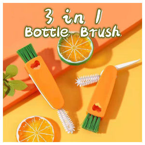 Carrot Cute Bottle Cap 3 in 1 Brush Tool Baby Bottle Lid Cleaning Accessories Kitchen Multifunctional Remove Gap Grooves