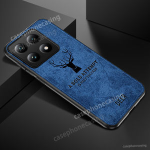 Xiaomi 14T 3D Deer Pattern Fabric Cloth Casing For Xiaomi 14T 14TPro 14 T Mi14T Pro 5G Phone Case TPU Soft Frame Protector Fundas Back Cover