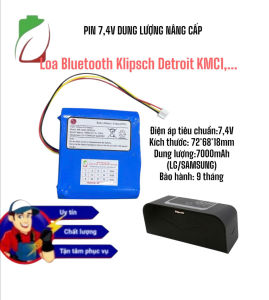 PIN74V LOA BLUETOOTH KLIPSCH DETROIT MODEL: KMC1.... DUNG LƯỢNG 7000MAH LG/SAMSUNG BẢO HÀNH 9 THÁNG