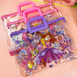 Cartoon Characters Zipper Bag Clear Long Plastic Envelope With Handle School Supplies