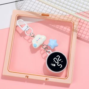 BESTOURO Màn hình LED Đồng hồ móc khóa Hoạt hình Di động Đồng hồ bỏ túi mini Dễ thương Nhựa Móc khóa đồng hồ dành cho sinh viên