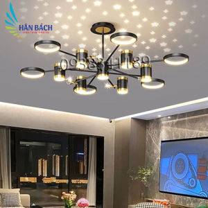 [HÀNG ĐẸP - GIÁ RẺ] Đèn chùm thả trần 3 chế độ sáng phản chiếu trăng sao