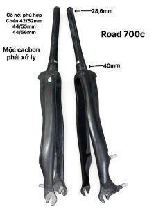 Phuộc mộc cacbon 700c road cổ nở dưới 40mm chưa xử lý có tán chết chưa khoan lỗ về tự xử lý dành cho xe đạp