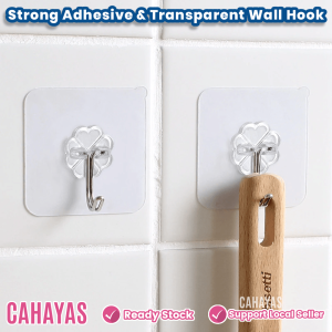 [Msia Stock] Multipurpose Transparent Door Hanger Self Adhesive Wall Hanger Hat Racks Key Hanger Wall Organizer Home Key Holder