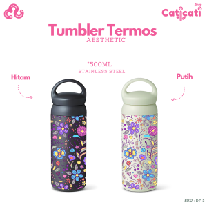 CatiCati - Tumbler Termos Aesthetic Tumbler Hook Stainless Steel 500ml Botol Minum Estetik Full Warp