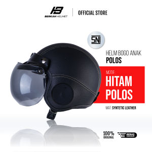Helm Anak Bogo 2 - 6 Tahun Retro Polos Helmet Kecil Ringan Kaca Cembung Hitam