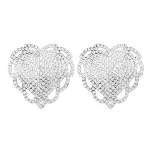 1 Pair Women Reusable Breast PastiesBreast Bra with Heart Rhinestones Adhesive Silicone Nipple Cover Stickers Gifts