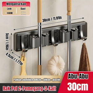 Tempat Sapu Pel Multifungsi Gantungan Alat Pel Tempel Dinding Organizer Gantungan Sapu Rak Penyimpanan Aluminium Mop Holder Dengan Hook