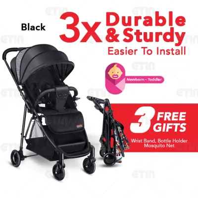 2 Way Baby Stroller ETIN 2 Way Baby Stroller Lightweight Newborn Travel Trolley Kereta Tolak Bayi Two Facing Push Car Kid Shopping Seat Light Weight Cabin Size 2 Way Reversible Facing Parent Baby Stroller 2 Hala Trolley